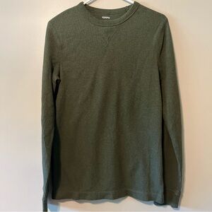 Men’s Sonoma Size Small Green Waffle Knit Long Sleeve Pullover Shirt